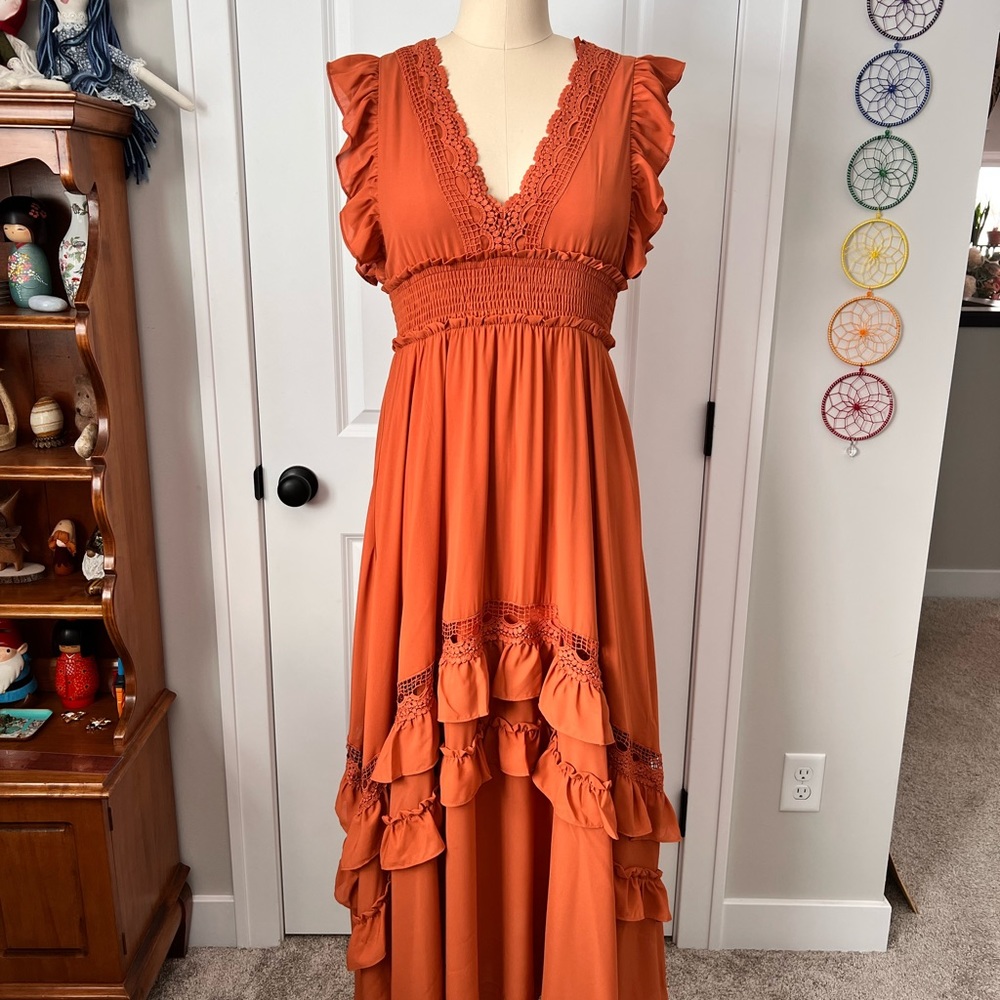 Baltic Born Jasmine Ruffle Dress - Rust